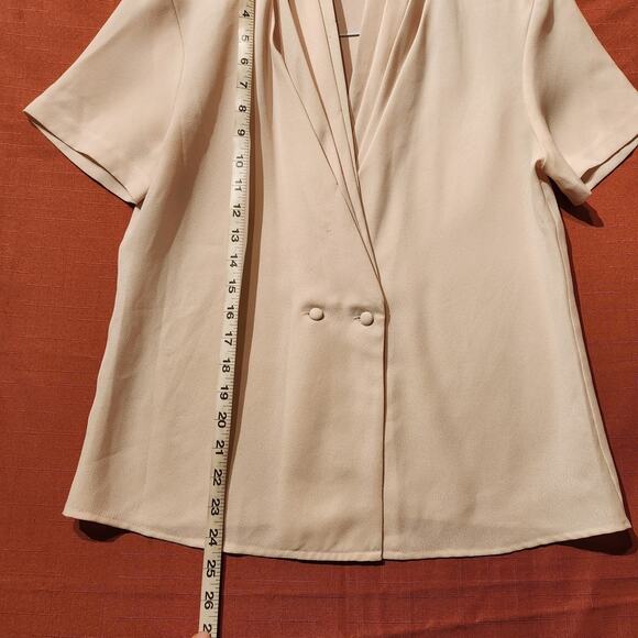 Vintage Sz M Silky Cream Blouse with Button Detail By New York City Design Co. - Picture 5 of 8